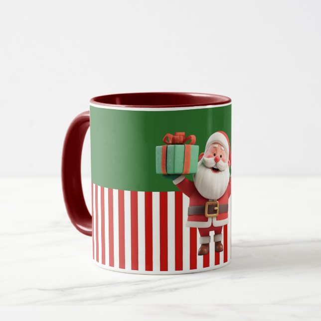 Taza Santa Claus Holding Gift Box Illustration (Anverso izquierdo)