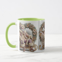 Taza Santa Claus in Sleigh, Christmas, Author Natasha U