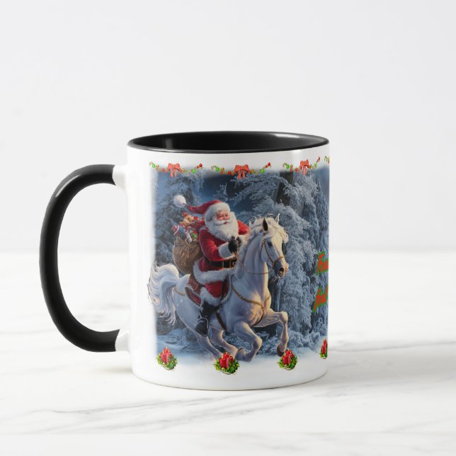 Taza Santa Claus on a Horse on a Ceramic Coffee  (Izquierda)