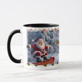 Taza Santa Claus on a Snowboard on a Ceramic Coffee