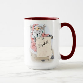 Taza Santa Claus Scroll Naughty Nice List Personalizada