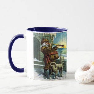 Taza Santa Claus telescopio perro puesta de sol vintage