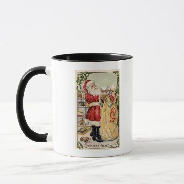 Taza Santa con una bolsa desbordante de juguetes (Izquierda)