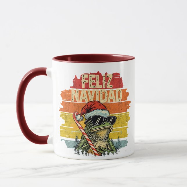 Taza Santa Frog Feliz Navidad - Atardecer Vintage (Izquierda)