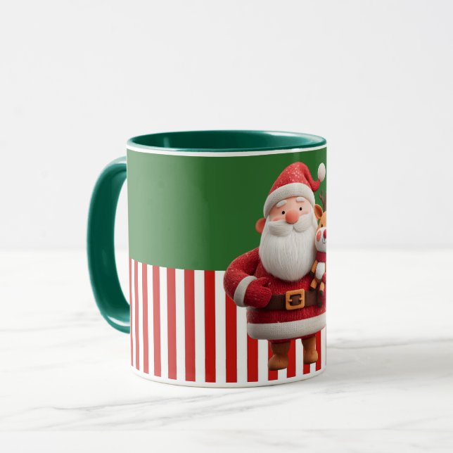 Taza Santa Holding Reindeer Toy (Anverso izquierdo)