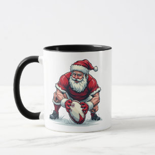 Taza Santa jugando fútbol fantasía jugador de Navidad