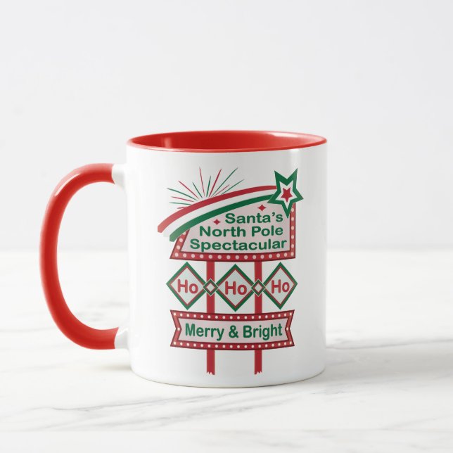 Taza Santa Marquee Retro - Ho Ho Merry & Bright (Izquierda)