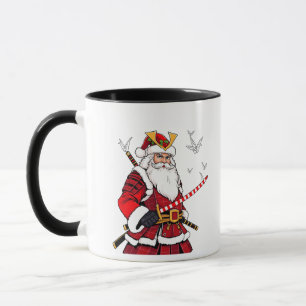 Taza Santa Navidad Santa Claus Arte Japonés Samurái 