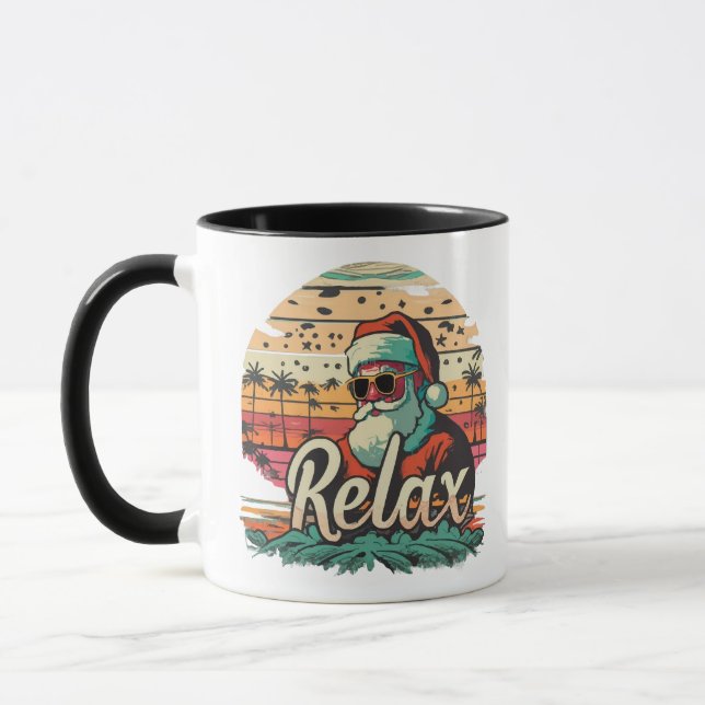 Taza Santa Retro con un título Relájate (Izquierda)