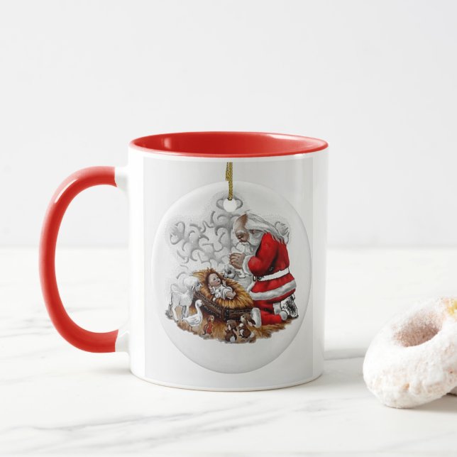 Taza Santa Rezando con el Niño Jesús Mug (Con donut)