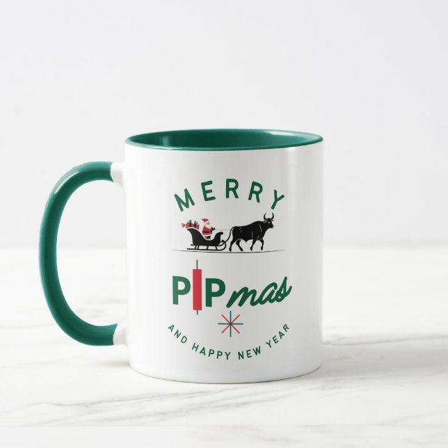 Taza Santa Riding a Bull Sleigh – Forex Pipmas Gift  (Izquierda)