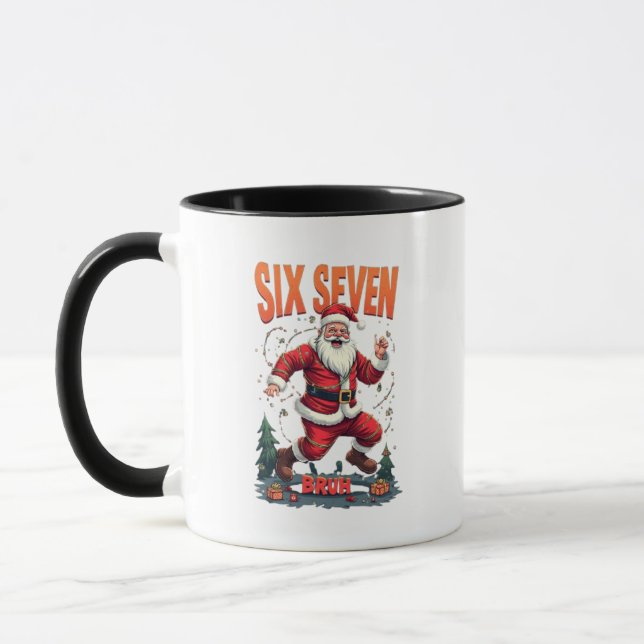 Taza 🎅Santa Says Six Seven Meme Funny Santa Holding  (Izquierda)