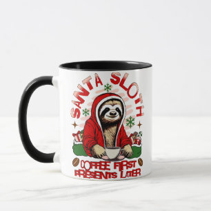 Taza Santa Sloth bebiendo café