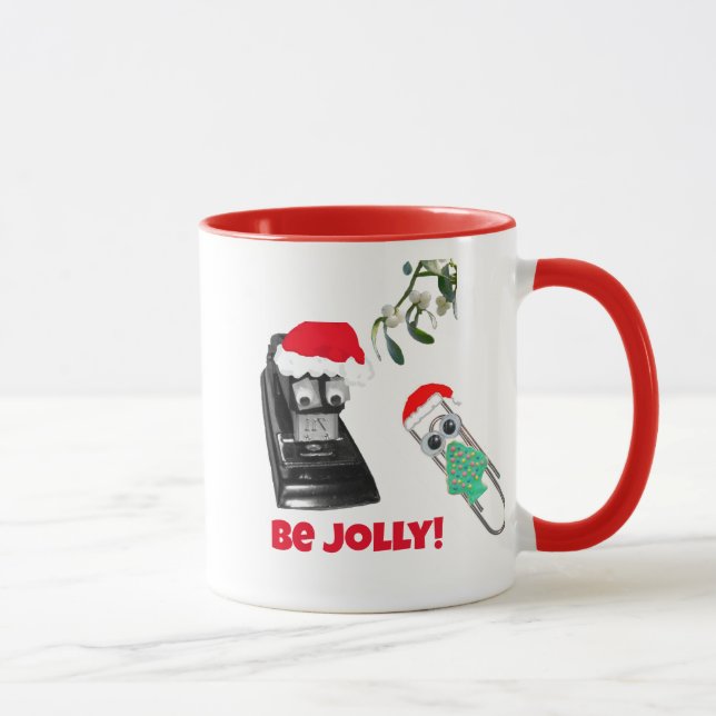 Taza Santa Stapler, Clip de papel, Mistletoe, Humor de  (Derecha)