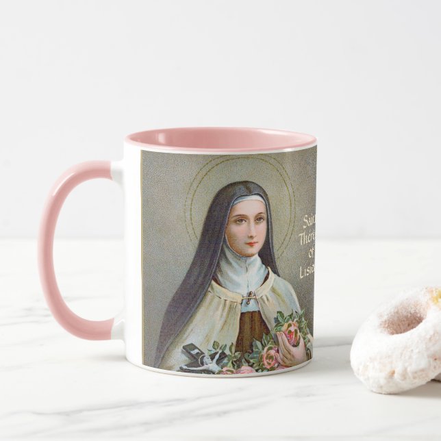 Taza Santa Teresa de Lisieux la Flor Pequeña (BJE 01) (Con donut)
