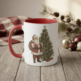 Taza Santa Vintage y árbol de Navidad