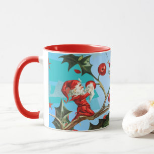 Taza ¡Santa y Elves preparándose!