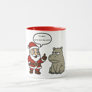 Taza Santa y Hipopótamo divertidos y lindos de Navidad