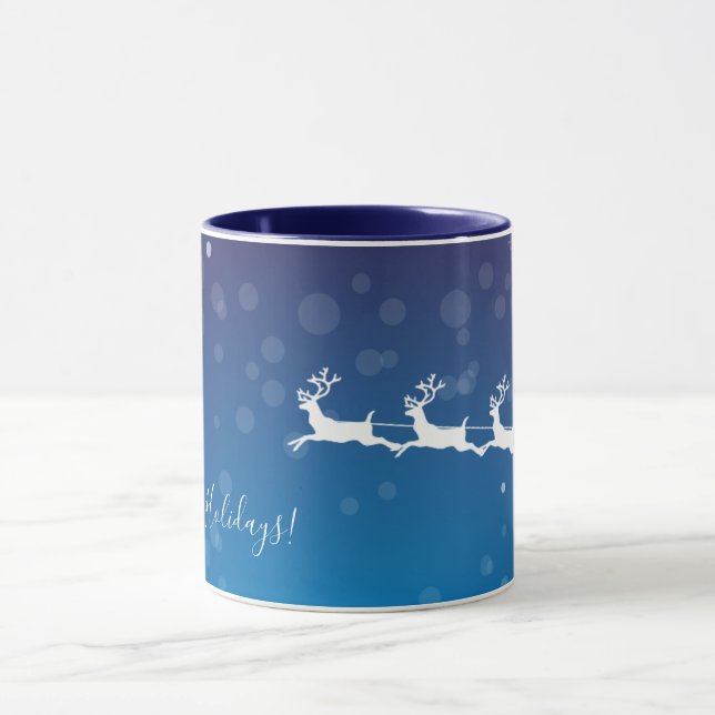 Taza Santa y los renos - Navidades azules (Centro)