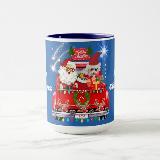 Taza Santa y Poodle Merry Christmas Pickup Mug (Centro)