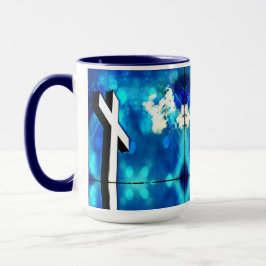 Taza Santísima Cruz Azul cielo esparcido cerámica Tile