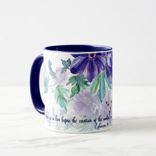 Taza Santo e irreprensible, floral de acuarela púrpura