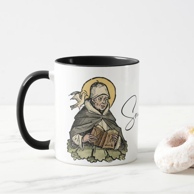 Taza Santo Tomás de Aquino, Santo Café Católico (Con donut)