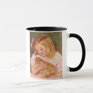 Taza Sara sosteniendo un gato, Mary Cassatt