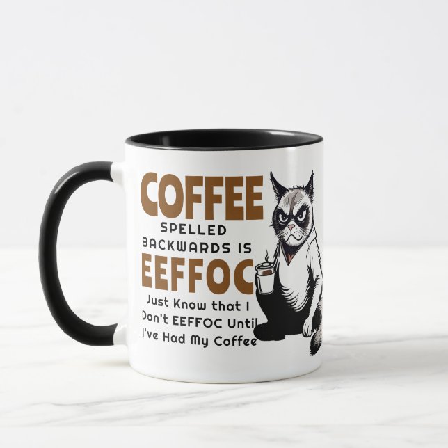Taza Sarcasmo Humor EEFOC Grumpy Café Gato Negro (Izquierda)