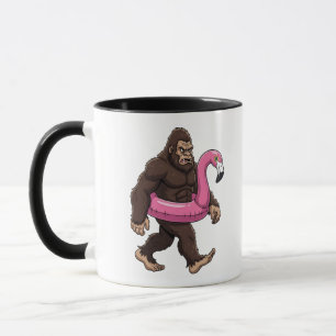 Taza Sasquatch en un Flotador de Flamenco Criptido Dive