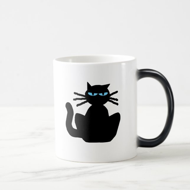 Taza Sassy Black Cat con ojos azules Personalizado (Derecha)