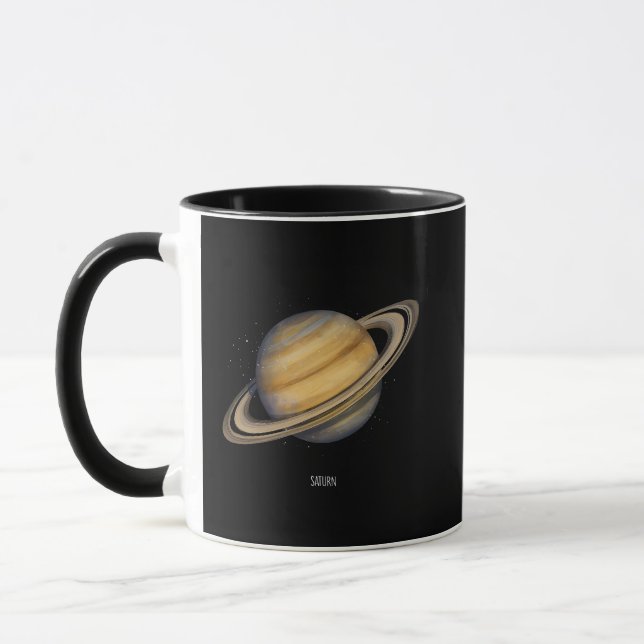 Taza Saturno artístico con anillos vibrantes (Izquierda)