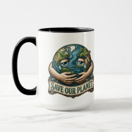 Taza Save Our Planet Crying Earth Eco Awareness 