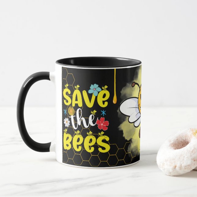 Taza Save the Bees Inspirational Bee Honey Lover Gift  (Con donut)