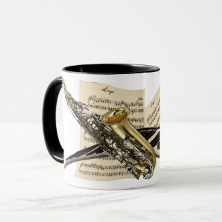 Taza Saxofón y música del piano
