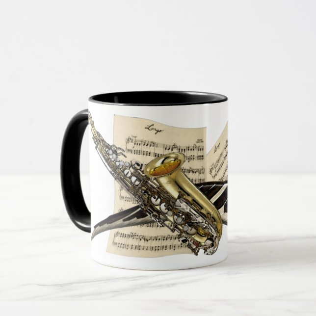 Taza Saxofón y música del piano (Anverso izquierdo)