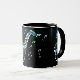 Taza Saxofón y notas musicales