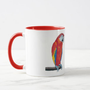 Taza Scarlet Macaw Wildlife Red Ringer Coffee Mug Cup