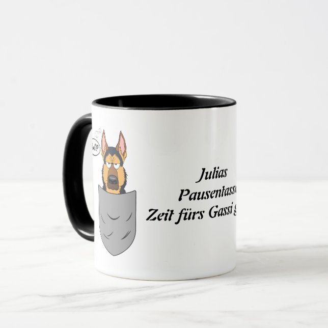 Taza Schäferhund in Brusttasche, lustig (Anverso izquierdo)