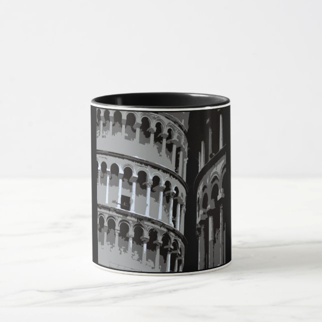 Taza Schiefer Turm von Pisa in Italien Schwarz Weiß (Centro)