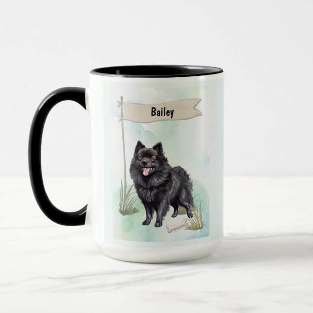 Taza Schipperke Watercolor Personalized Dog (Izquierda)