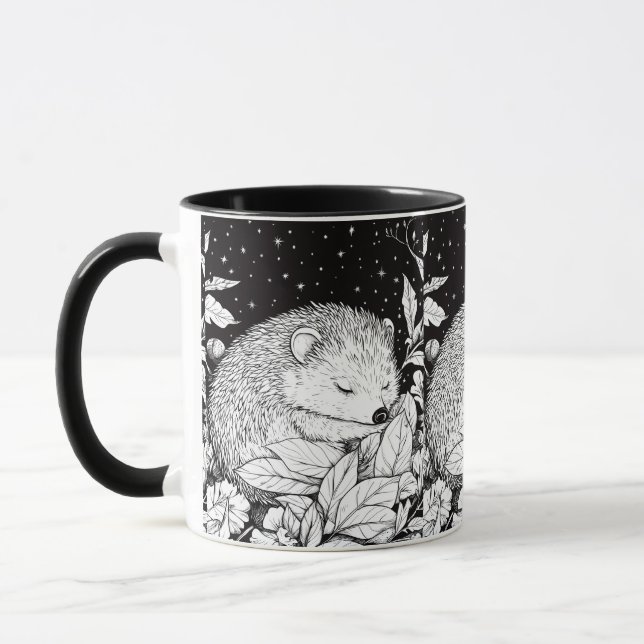 Taza Schlafender Igel Herbst Laub Sternenhimmel (Izquierda)