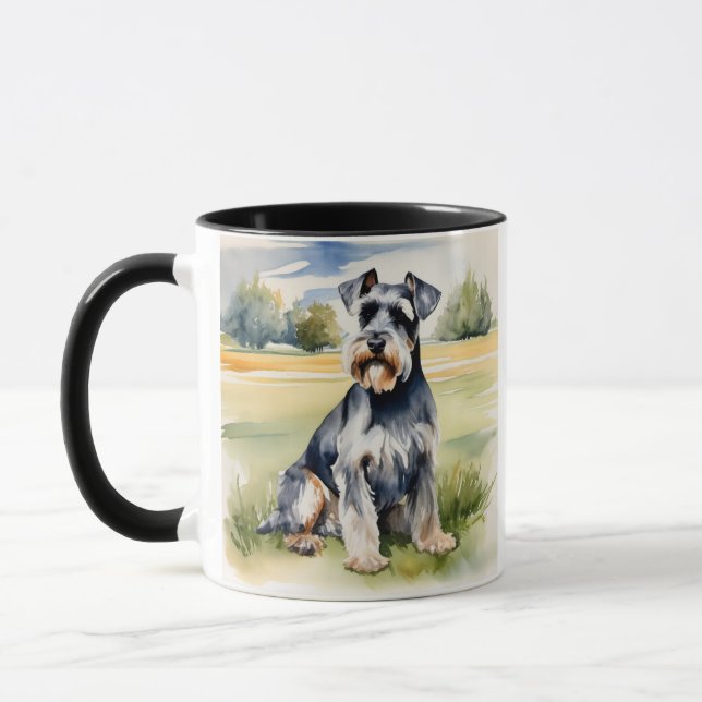 Taza Schnauzer en miniatura de acuarela - Impresión de  (Izquierda)
