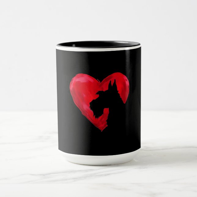 Taza Schnauzer Heart Silhouette Día de San Valentín Dog (Centro)
