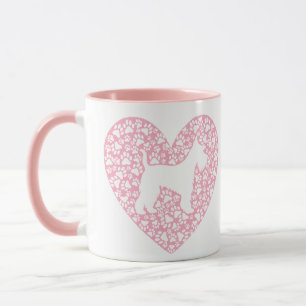 Taza Schnauzer Silhouette Heart Paws Print - Dog Lover