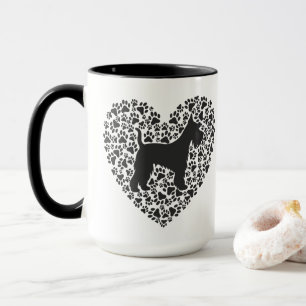 Taza Schnauzer Silhouette Heart Paws Print - Dog Lover