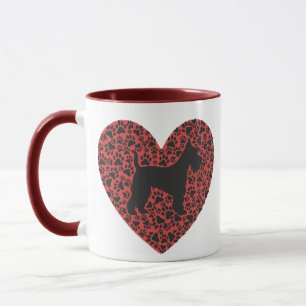 Taza Schnauzer Silhouette Heart Paws Print - Dog Lover