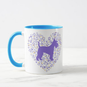 Taza Schnauzer Silhouette Heart Paws Print - Dog Lover