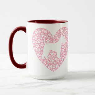 Taza Schnauzer Silhouette Heart Paws Print - Dog Lover