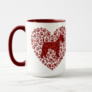 Taza Schnauzer Silhouette Heart Paws Print - Dog Lover